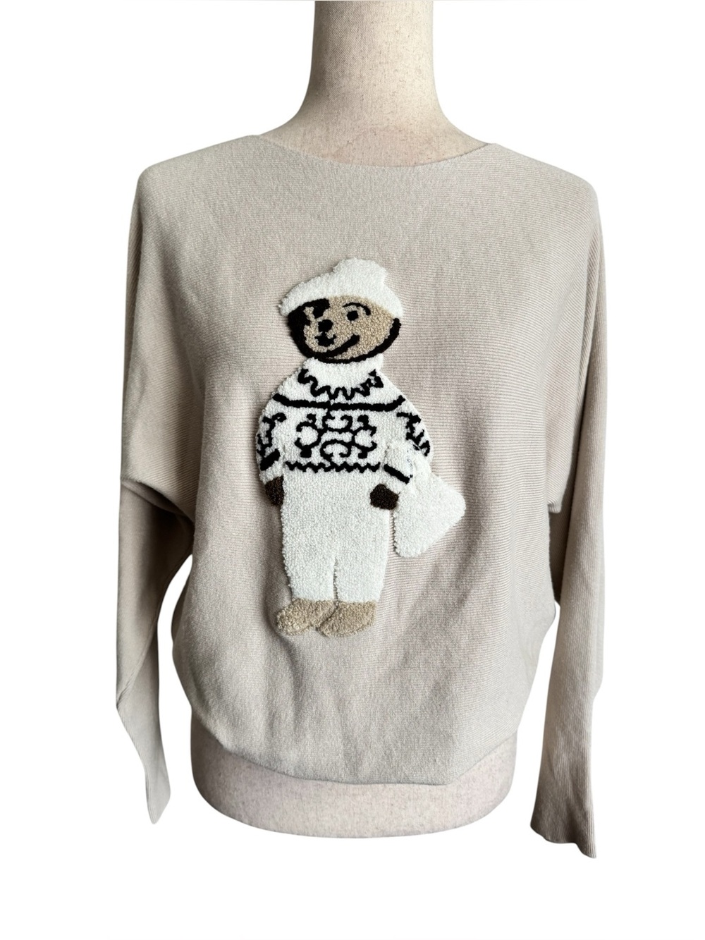 Aaeda Teddy Bear Cream Knit Sweater